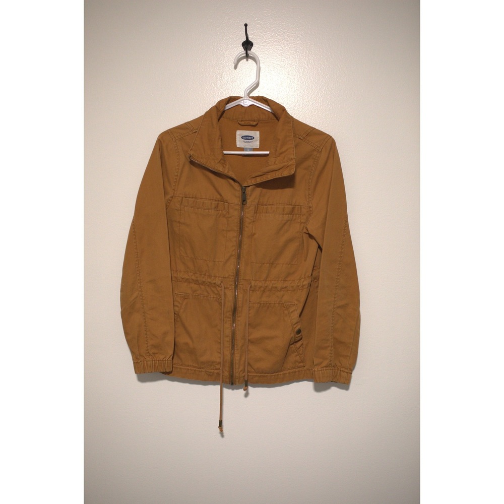 Old Navy Womens XS Tobacco Brown Utility Field Jacket Full Zip Drawstring Waist